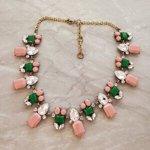 🎀 J.Crew Pastel Kelly Green Rhinestones Crystal Clusters Enamel Statement 🎀